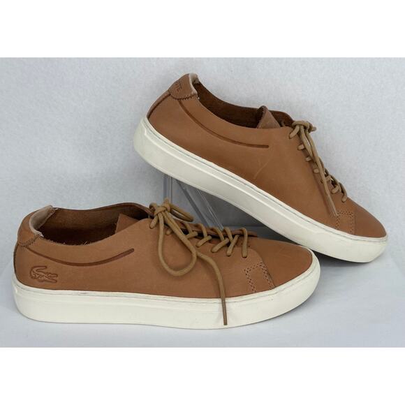 Lacoste L.12.12 118 Unlined Camel Brown Leather Casual Sneakers 7 - Picture 3 of 10